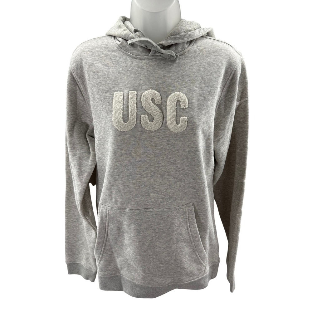 Nike USC Trojans Mens Small Gray Chenille Logo Pullover Hoodie Small NEW